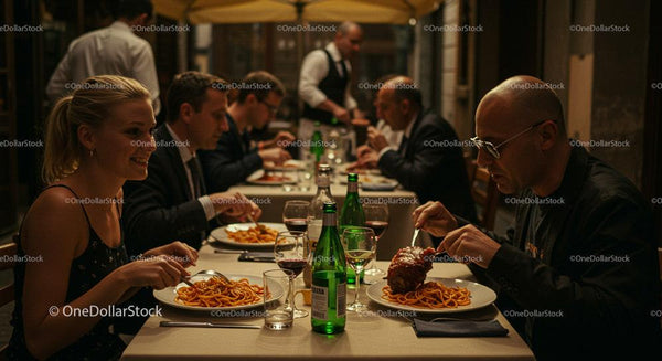 Elegant Dinner in a Cozy Restaurant Setting