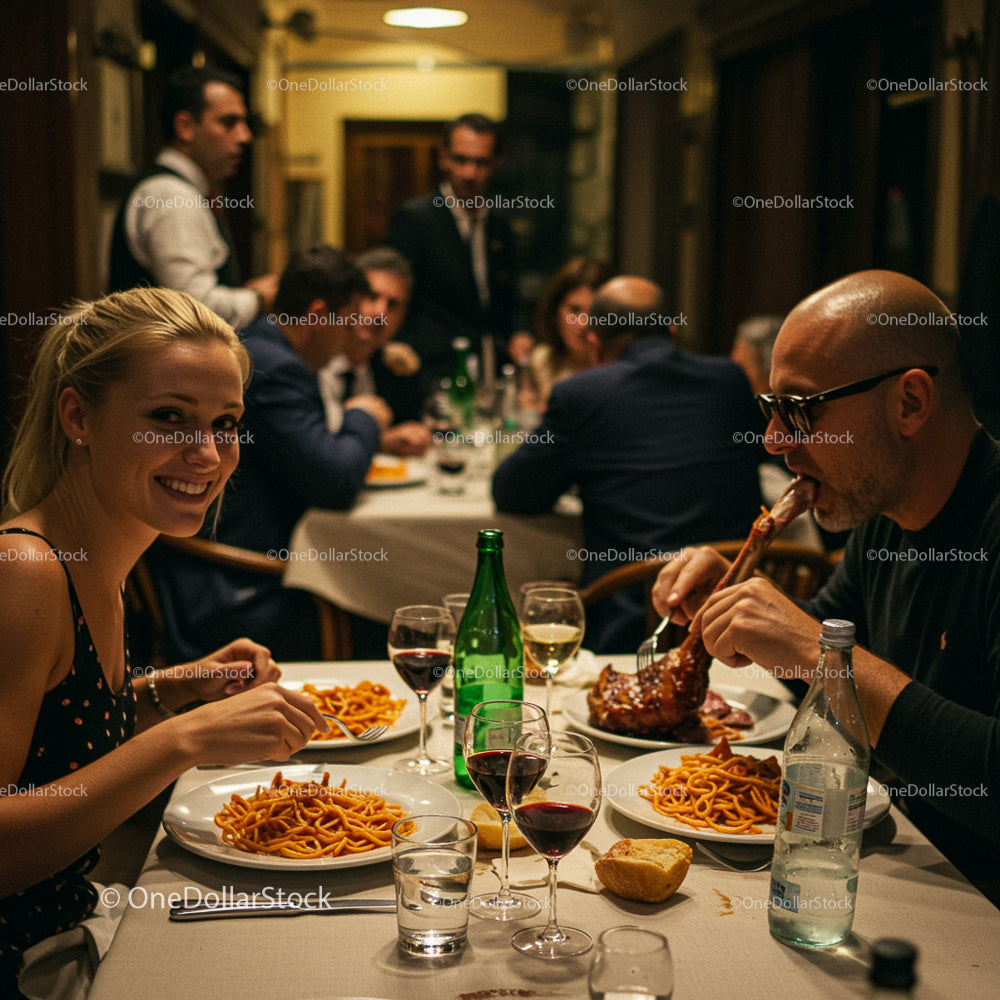 Elegant Dinner Gathering with Pasta and Wine