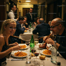 Elegant Dinner Gathering with Pasta and Wine