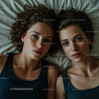 Twin Sisters Lying Together in Relaxed Setting