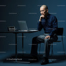 Focused Businessman Contemplating at Modern Desk