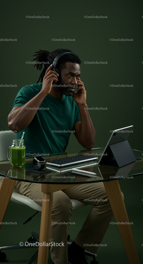 Focused Professional in Modern Home Office Setting