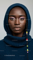 Fashion Portrait with Colorful Beaded Braid