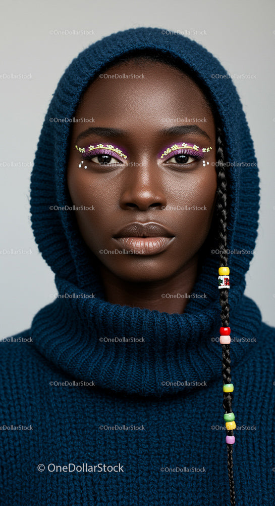 Fashion Portrait with Colorful Beaded Braid