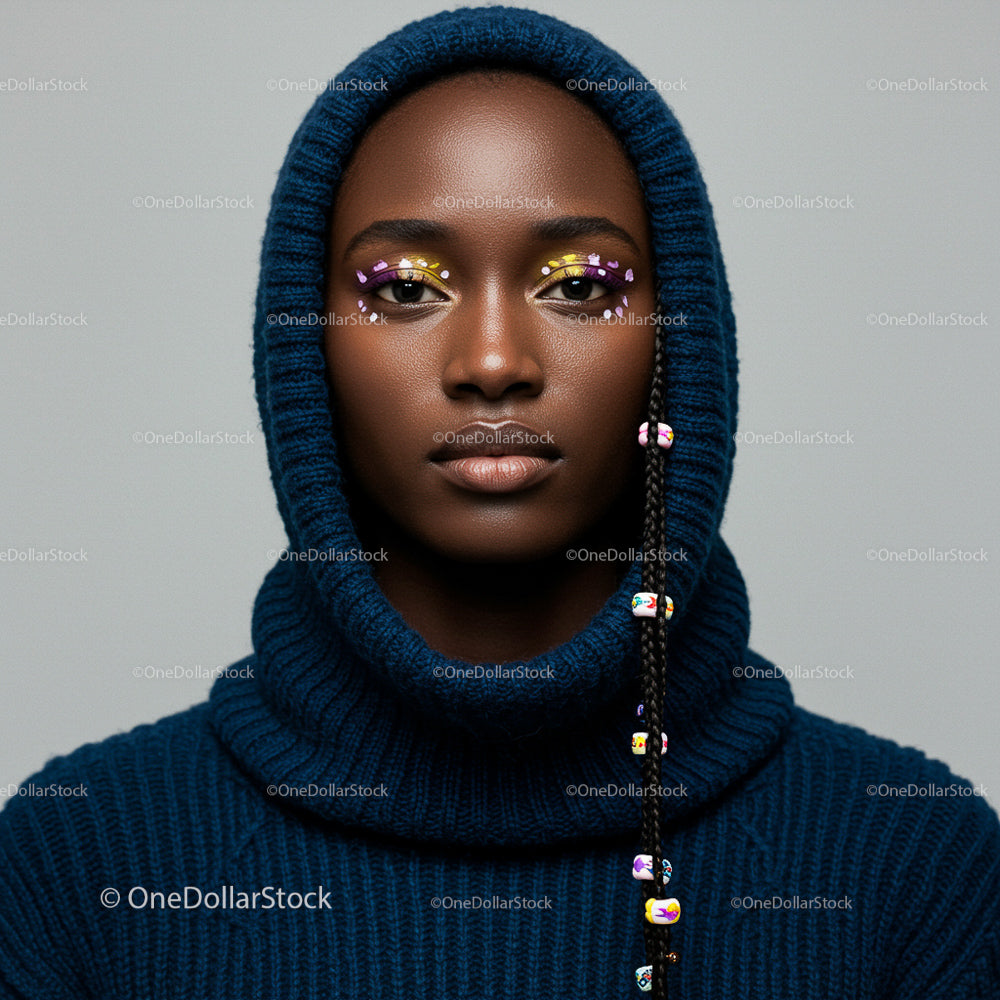 Elegant Portrait with Vibrant Eyeshadow and Braided Hair