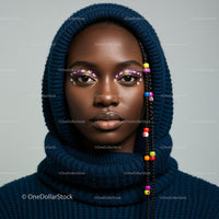 Fashion Portrait with Creative Makeup and Beaded Braids