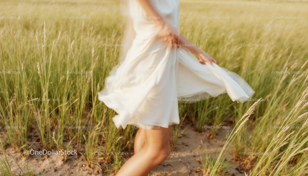 Carefree Woman Dancing in a Summer Field