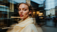 Urban Fashion Woman with Blurred City Motion