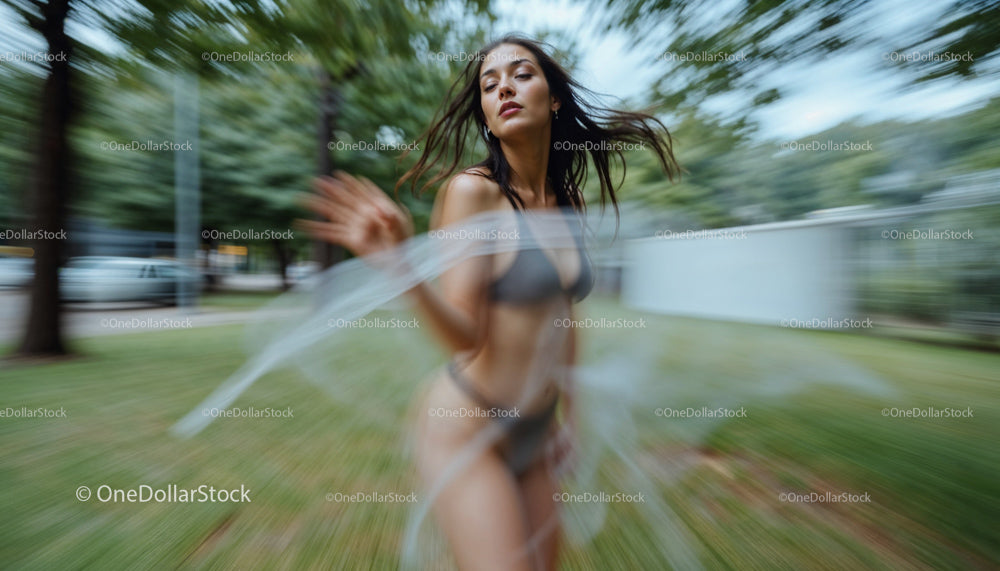 Dynamic Outdoor Portrait of Woman with Flowing Hair