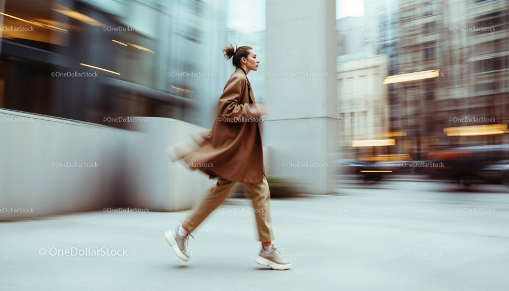 Stylish Woman in Motion on City Street
