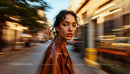 Stylish Woman in Leather Jacket on Urban Street