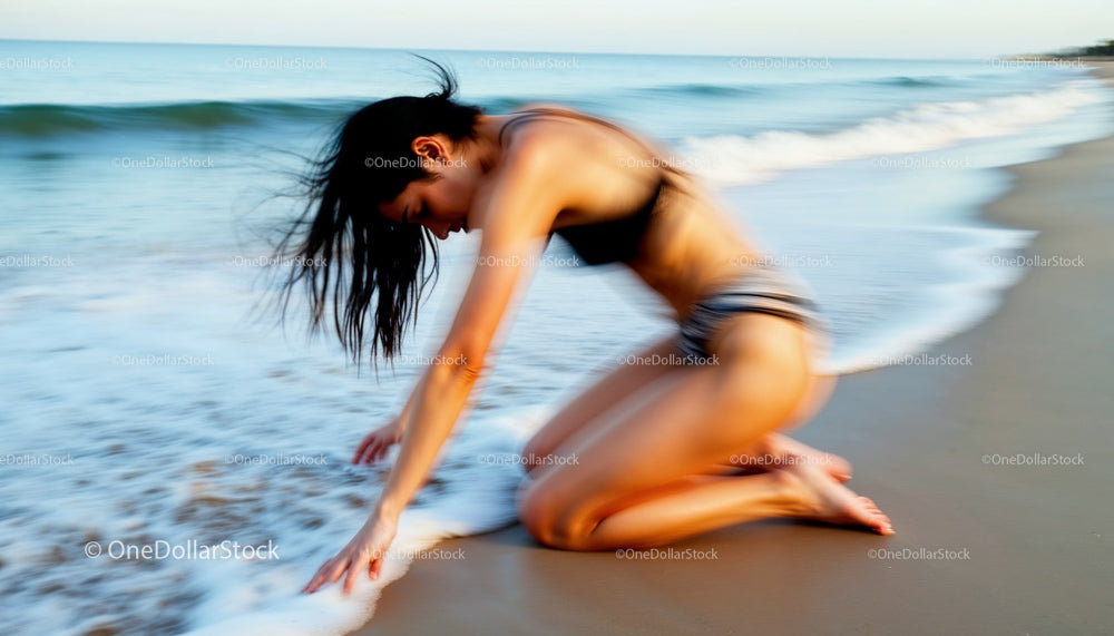 Woman Enjoying Serene Moment by the Beach