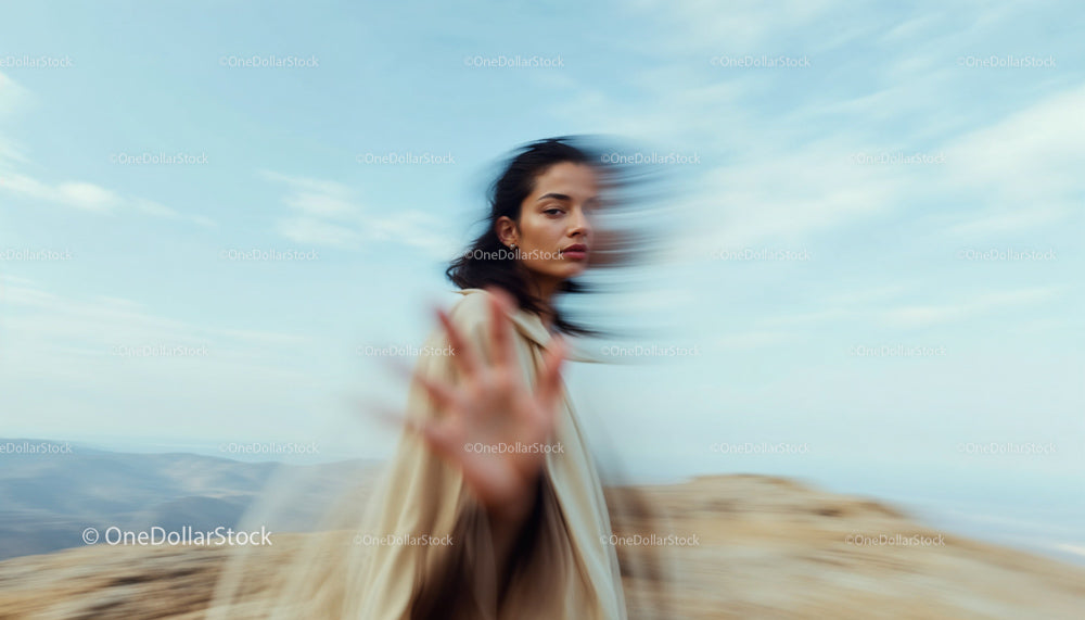 Artistic Portrait of Woman with Motion Blur in Desert
