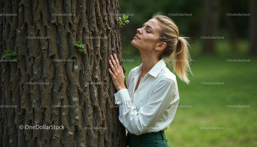 Woman Embracing Nature with Peaceful Mindfulness