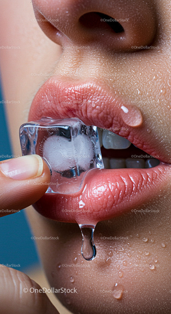 Sensual Lips with Refreshing Ice Cube