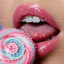 Pink Lips with Sugary Lollipop Close-Up