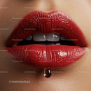 Glossy Red Lips with Droplet Detail