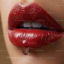 Glossy Red Lips with Elegant Makeup Detail