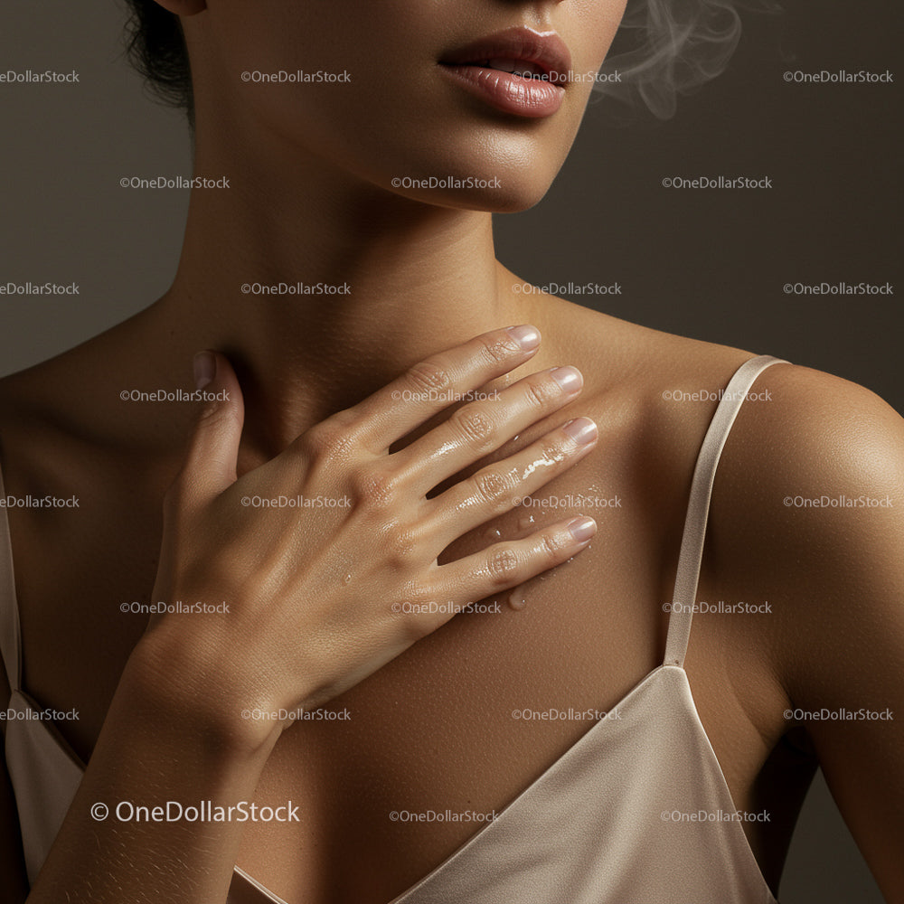 Elegant Woman with Delicate Touch and Silky Fabric