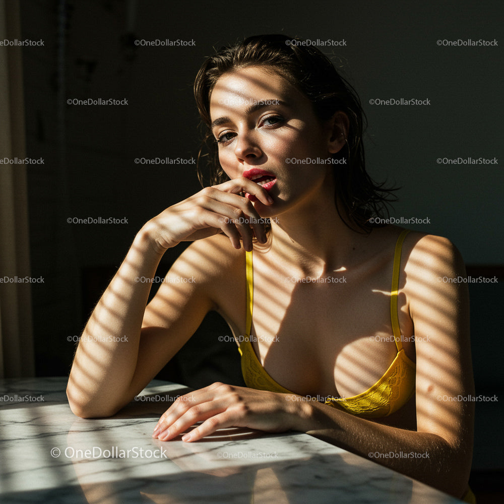Contemplative Woman in Yellow Top Bathed in Sunlight