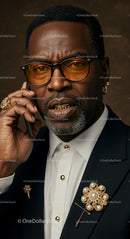 Distinguished Businessman in Stylish Attire Making a Call