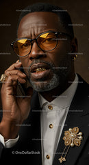 Sophisticated Man with Stylish Glasses and Golden Accents
