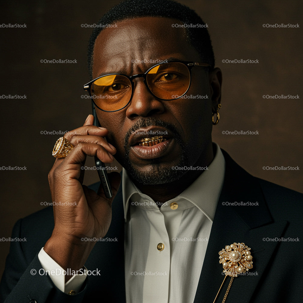Stylish Businessman in Elegant Attire Making Phone Call