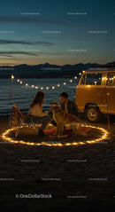 Romantic Beach Camping by the Ocean at Dusk