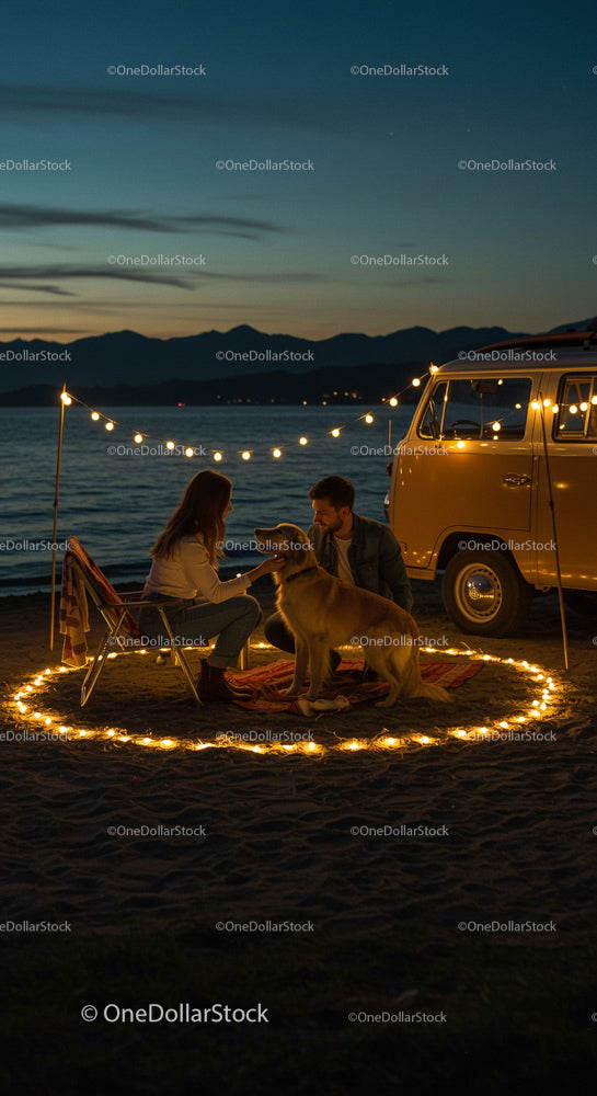 Romantic Beach Camping by the Ocean at Dusk