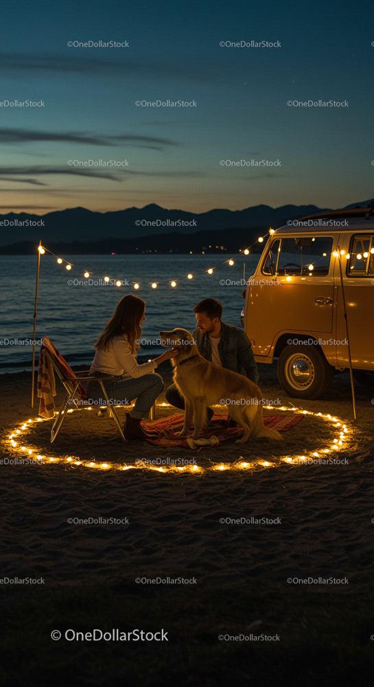 Romantic Beach Camping by the Ocean at Dusk