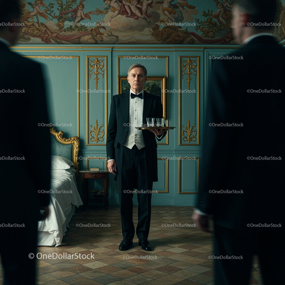 Butler in Elegant Room with Luxurious Vintage Decor