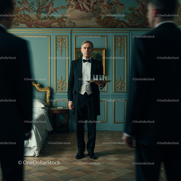 Butler in Elegant Room with Luxurious Vintage Decor