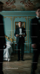 Waiter in Black Tie in Luxurious Vintage Room