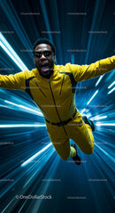 Dynamic Skydive Adventure in Vibrant Yellow Suit
