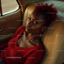 Portrait of a Woman Relaxing in Vintage Car Interior