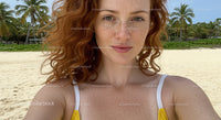 Redhead Woman Enjoying Tropical Beach Paradise