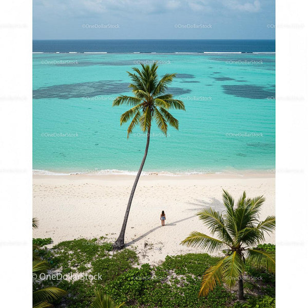 Tropical Beach with Palm Trees and Turquoise Ocean