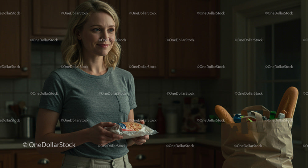 Woman Unpacking Groceries in a Cozy Kitchen