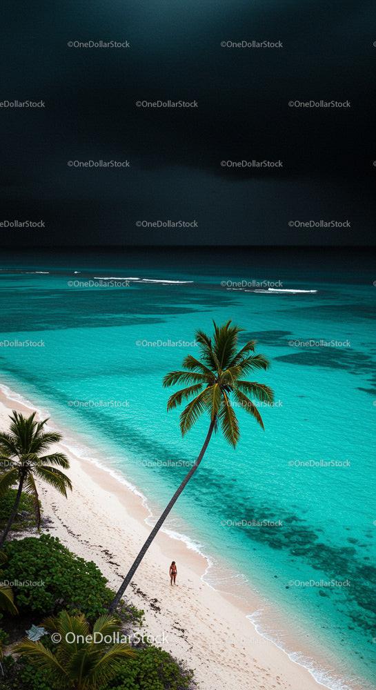 Tropical Beach with Palm Trees and Turquoise Ocean