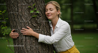 Woman Embracing Nature with a Tree Hug in Green Park