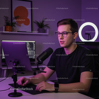 Young Podcaster in a Modern Home Studio Setup