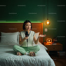 Content Creator Discussing Ideas in Cozy Bedroom Setup