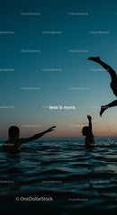 Silhouettes of People Enjoying Sunset on the Ocean