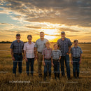 Family Gathering at Sunset in a Rural Wheat Field