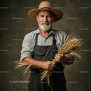 Portrait of Mature Farmer Holding Wheat Sheaves