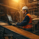Industrial Worker Managing Grain Processing in Factory