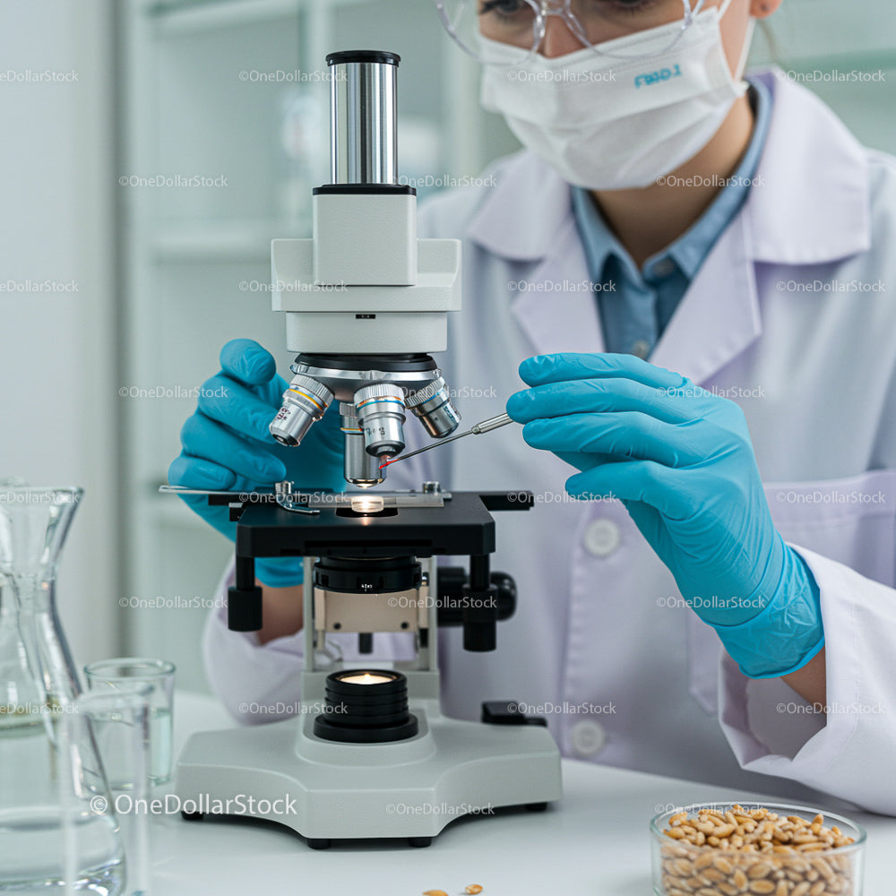 Scientist Conducting Research with Microscope in Laboratory