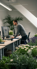 Modern Office with Indoor Plants and Creative Workspace
