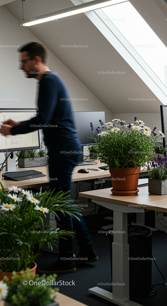 Modern Office with Greenery and Natural Light