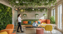 Modern Office with Green Wall and Vibrant Seating Area